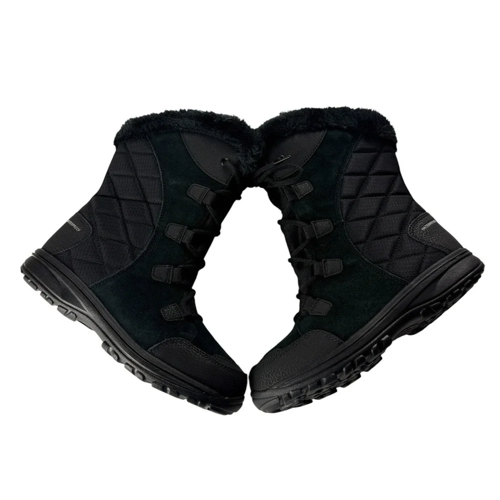 Columbia Ice Maiden II Wide Black Waterproof Snow Boots Womens 7W BK1581-014 NEW